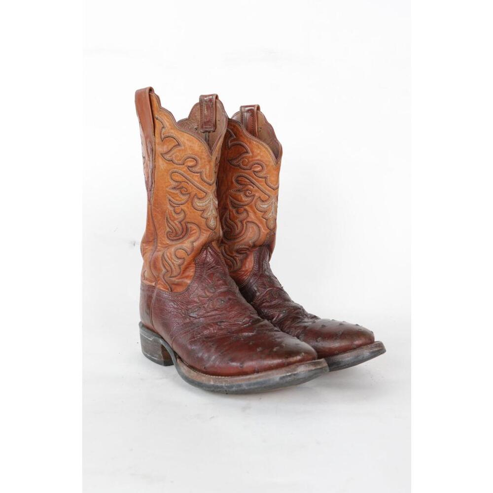 90's Lucchese Western Ostrich Quill Cowboy Boot
